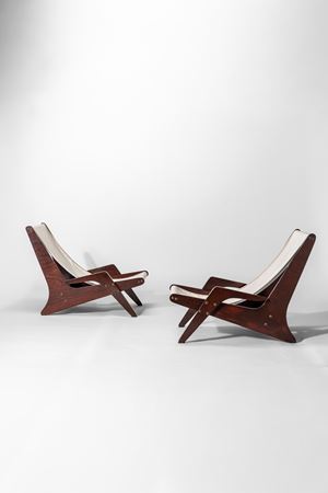 Rara coppia di lounge chairs modello 'Boomerang'