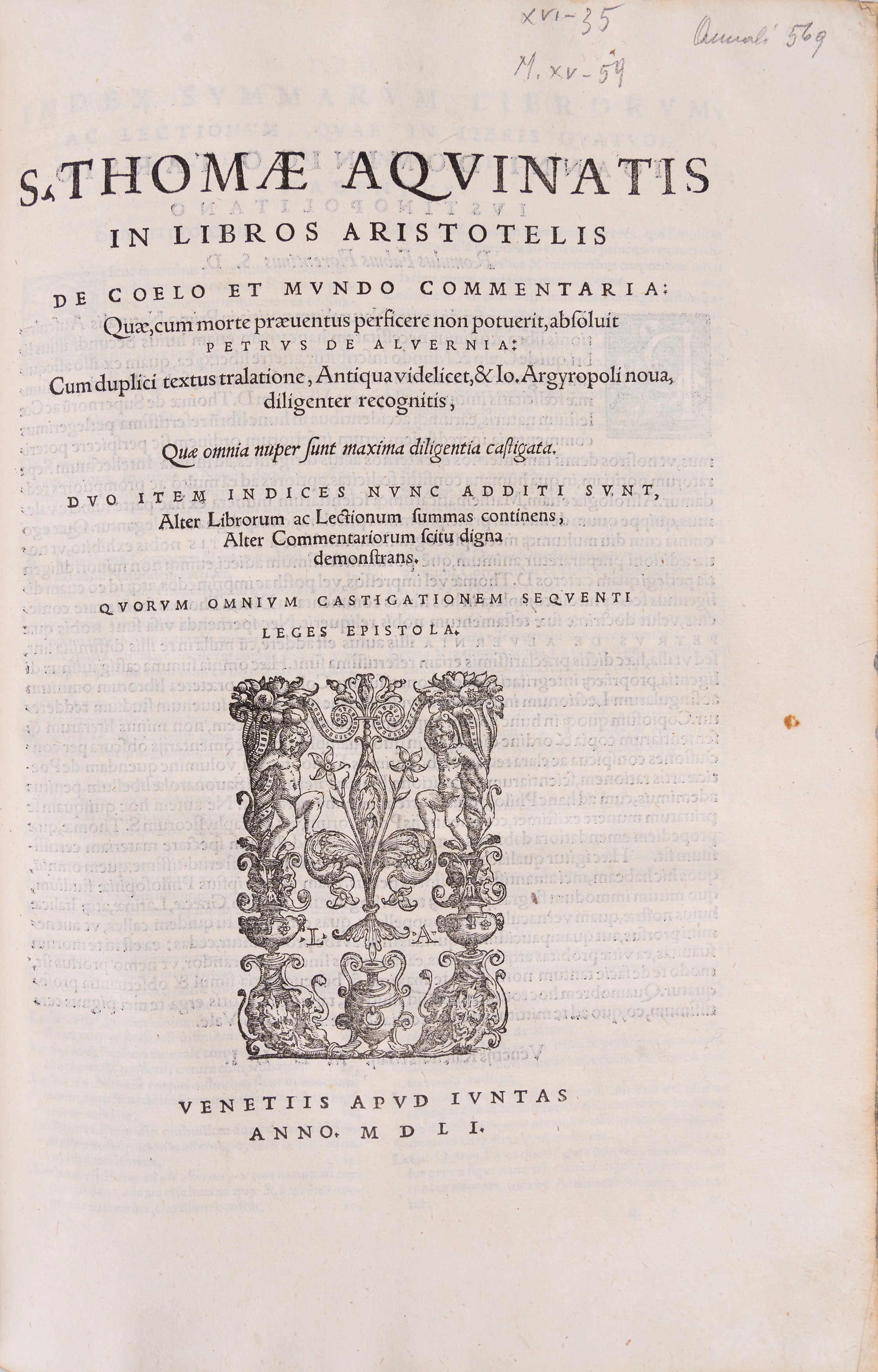 S. Thomae Aquinatis In octo Physicorum Aristotelis libros commentaria - In Libros Aristotelis De ...