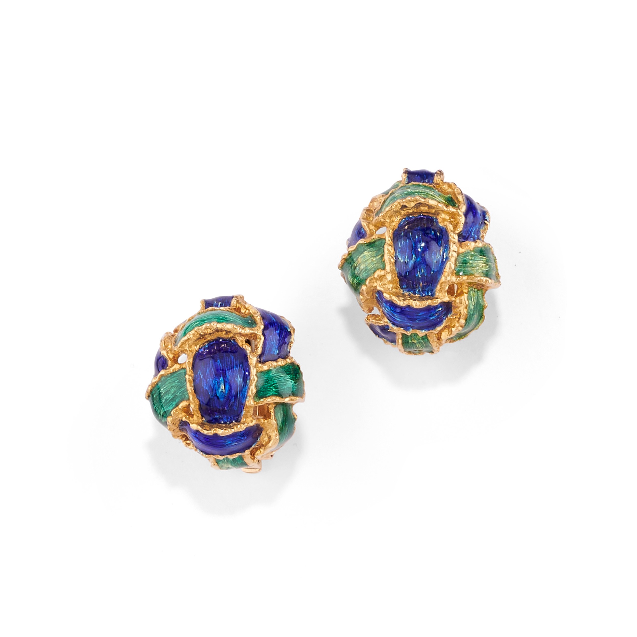 Demi-parure in oro giallo 18k con smalti policromi