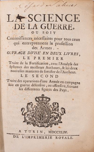 La Science de la Guerre. Trattato sull'architettura militare e le manovre dell'esercito (1744)