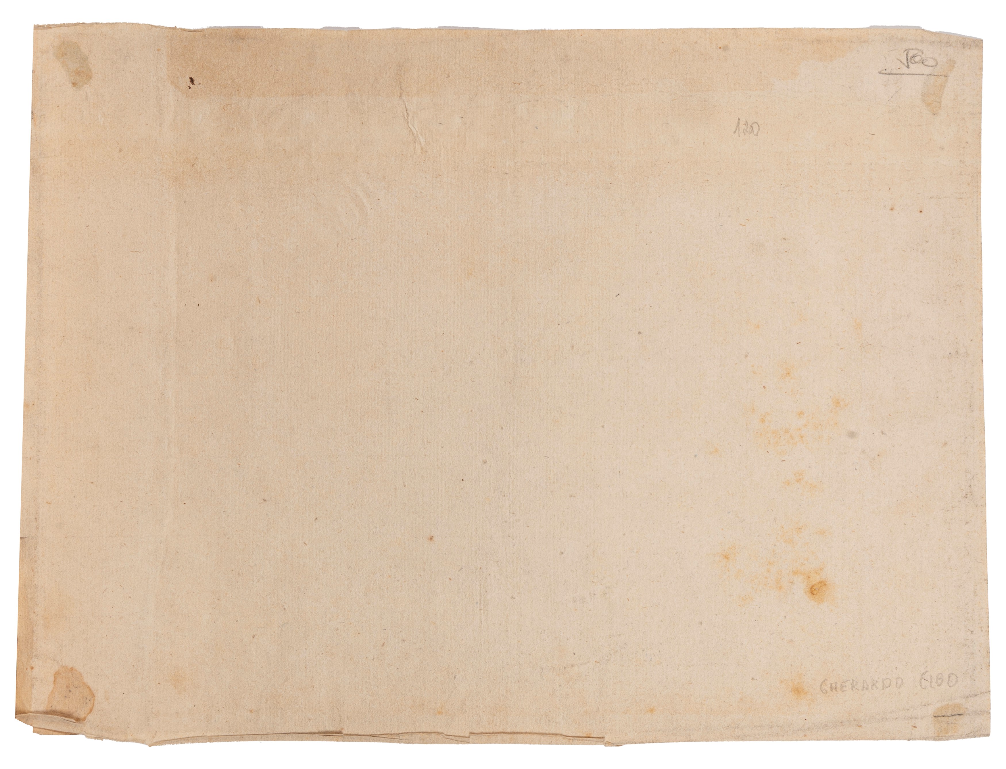Scuola Italiana, Secolo XVIII - Paesaggio con castello arroccato, matita su carta