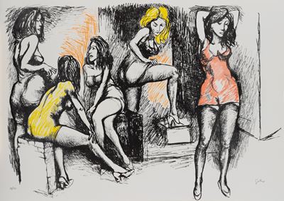 Donne discinte, litografia a colori