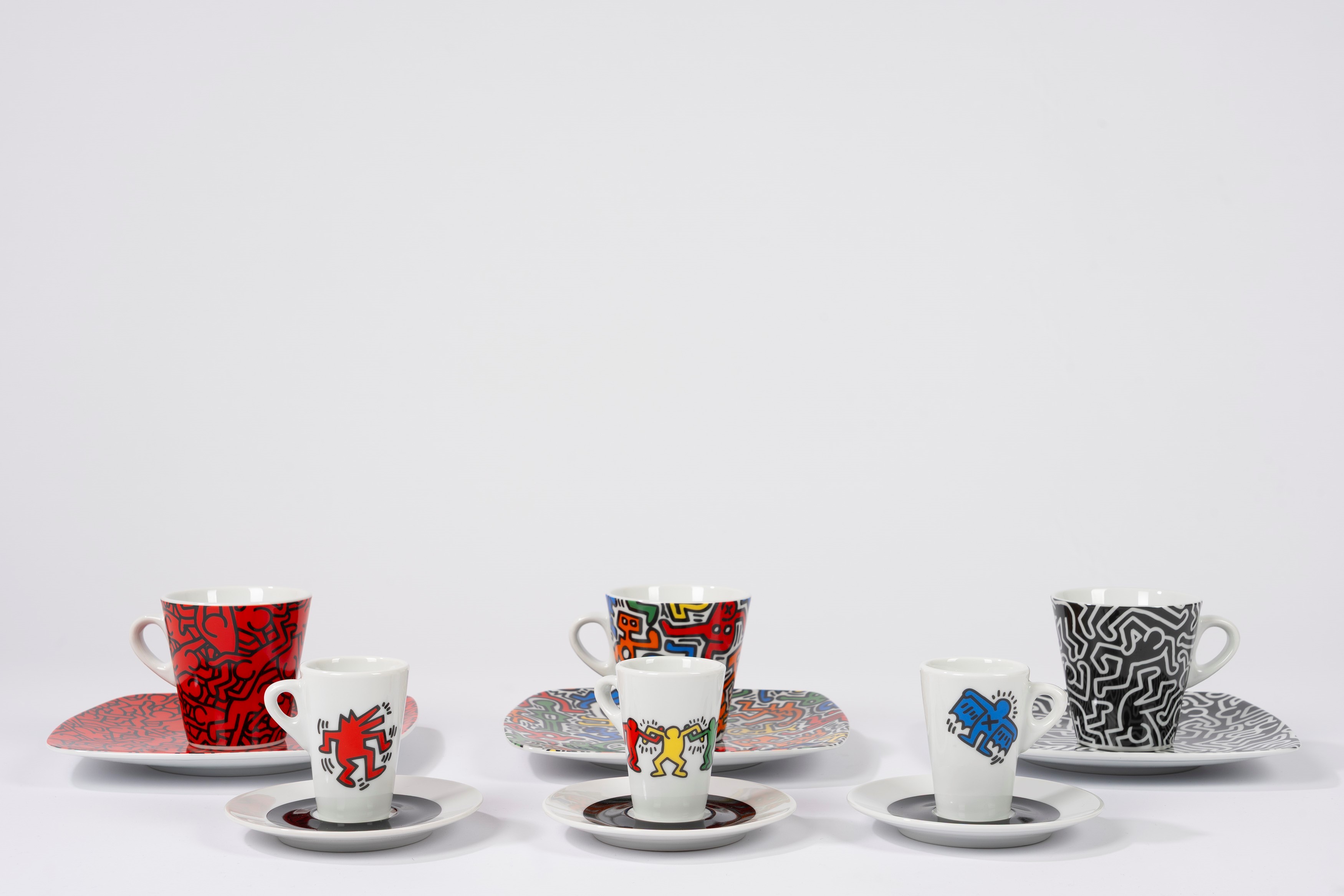 Keith Haring - Servizio da caffè e da dessert in porcellana policroma