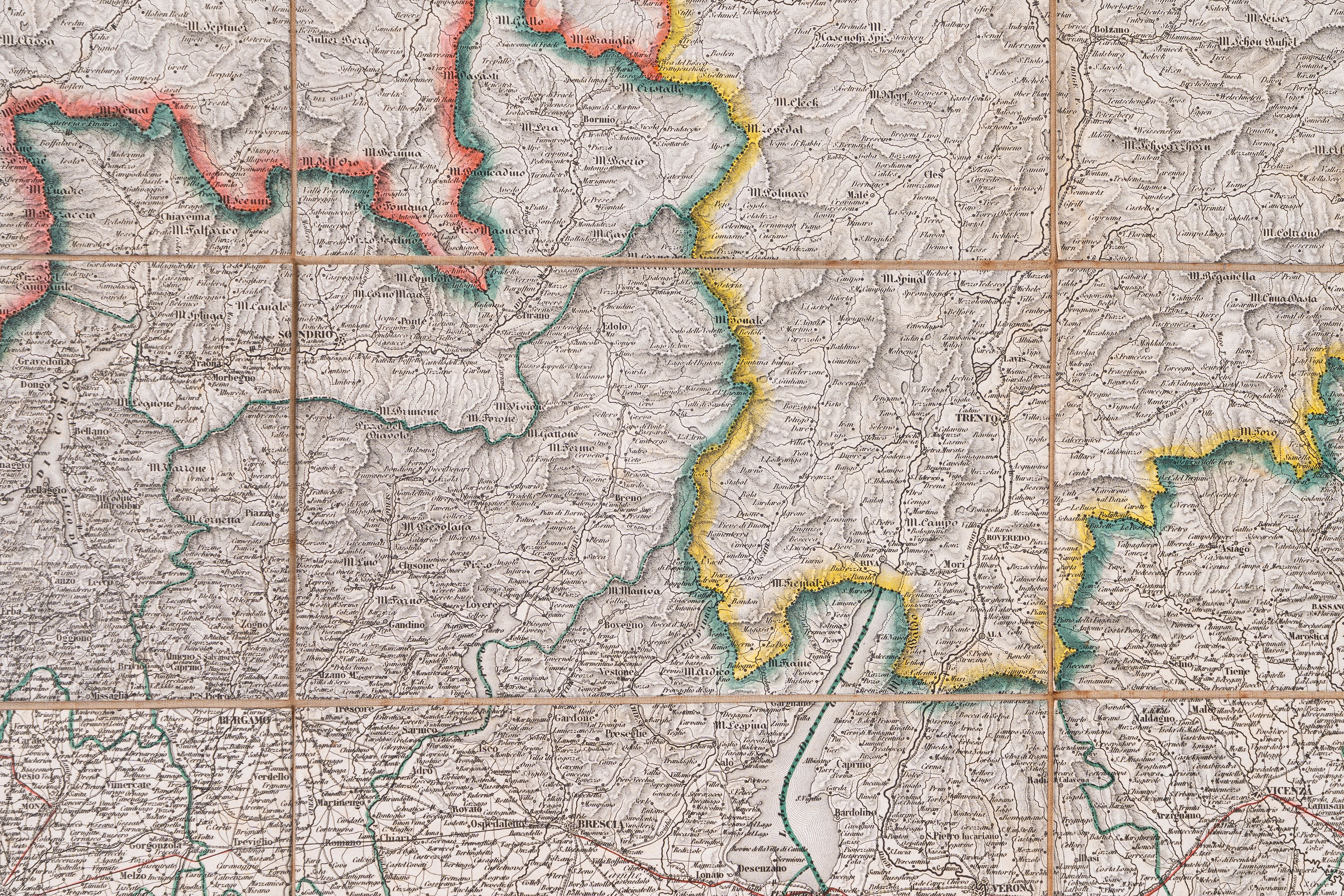 Domenico Lilliè - Carta geografica e postale del Regno Lombardo - Veneto, incisione in rame a col...