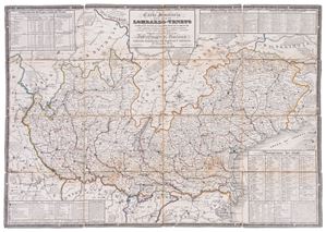 Itinerary map of the Lombardy-Veneto Kingdom indicating all the postal and military stations