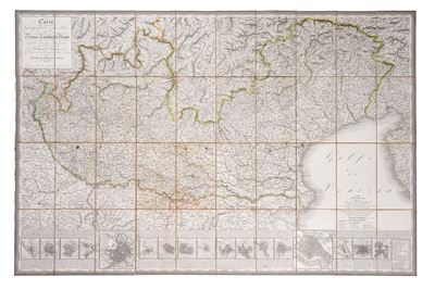 Carta geografica e postale del regno Lombardo Veneto, incisione in rame, 1837