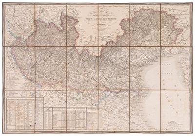 Carta postale, itineraria e amministrativa delle Province Lombardo-Venete, incisione in rame