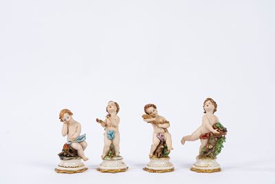Manifattura di Capodimonte, Quattro sculture in biscuit raffiguranti le allegorie delle quattro s...
