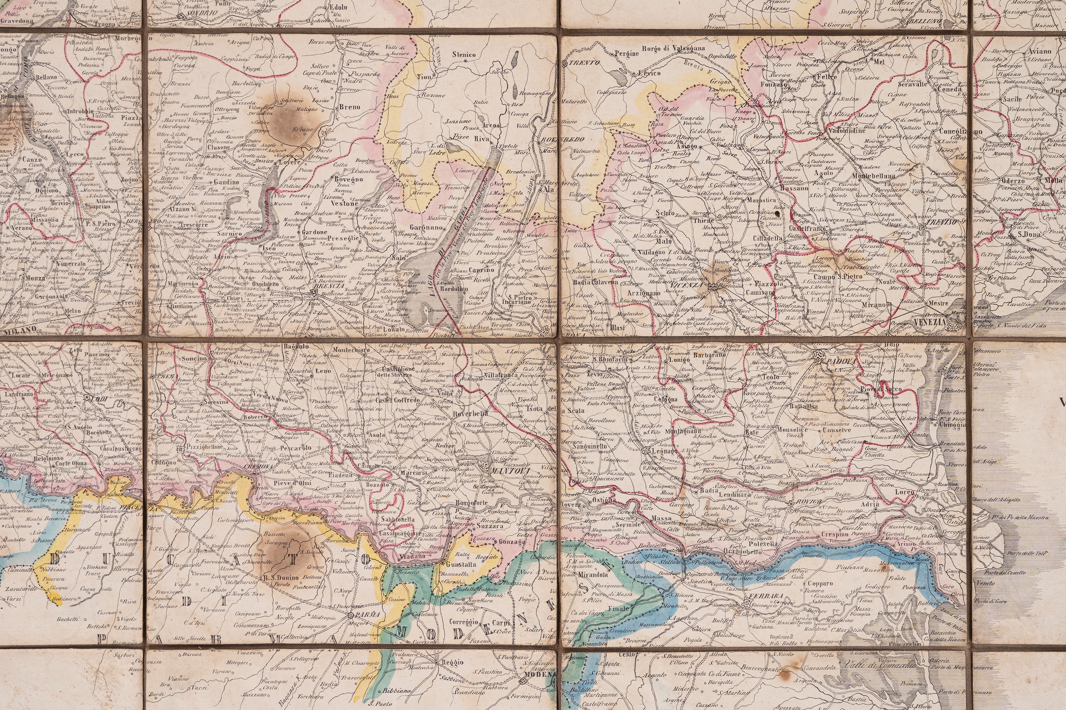 Carta delle Province Lombardo-Venete, incisione su rame del 1849