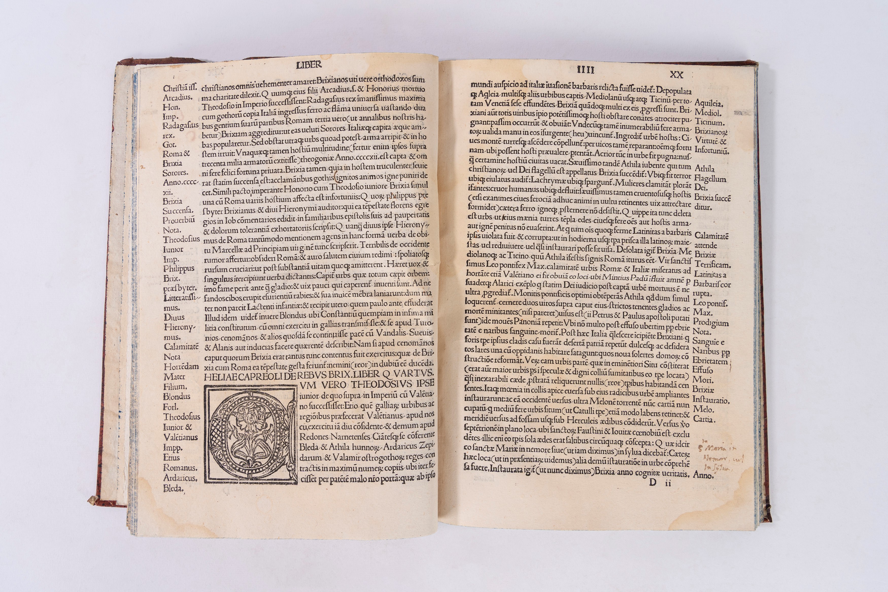 Elia Capriolo - In chronica de rebus Brixianorum ad S.P.Q Brixianum, 1505, Rara edizione