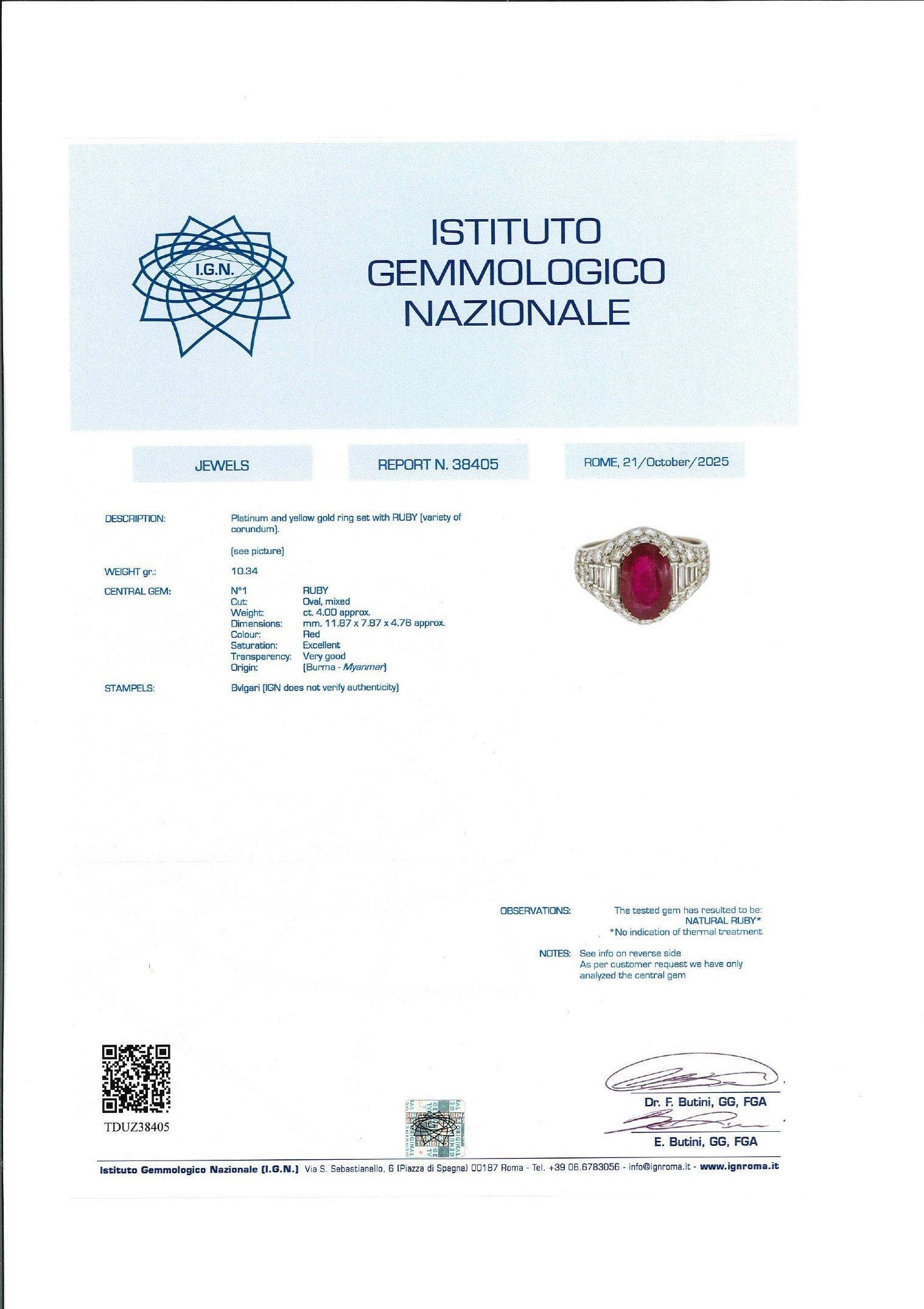 Bulgari - Anello con Rubino