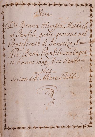 Vita di Donna Olimpia Maldachini Panfili, 1655