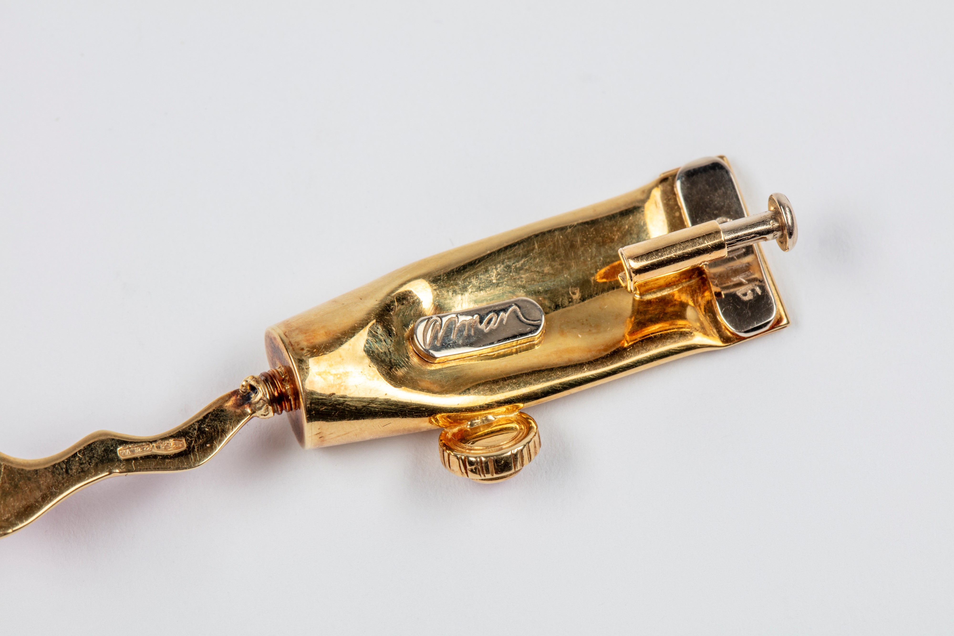 Fernandez Arman - Spilla-pendente tubetto in oro giallo 18k