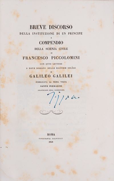 Galileo Galilei, Breve Discorso della Instituzione di un Principe e Compendio della Scienza civil...