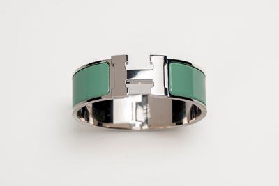 Bracciale Clic Clac in metallo e smalto verde acqua
