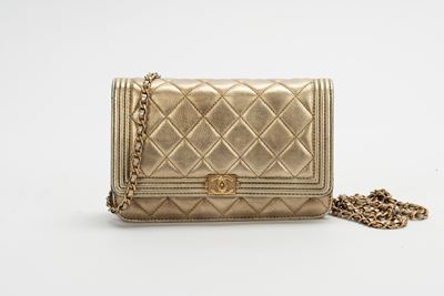 Borsa Boy wallet on chain in pelle matelassé oro, 2016