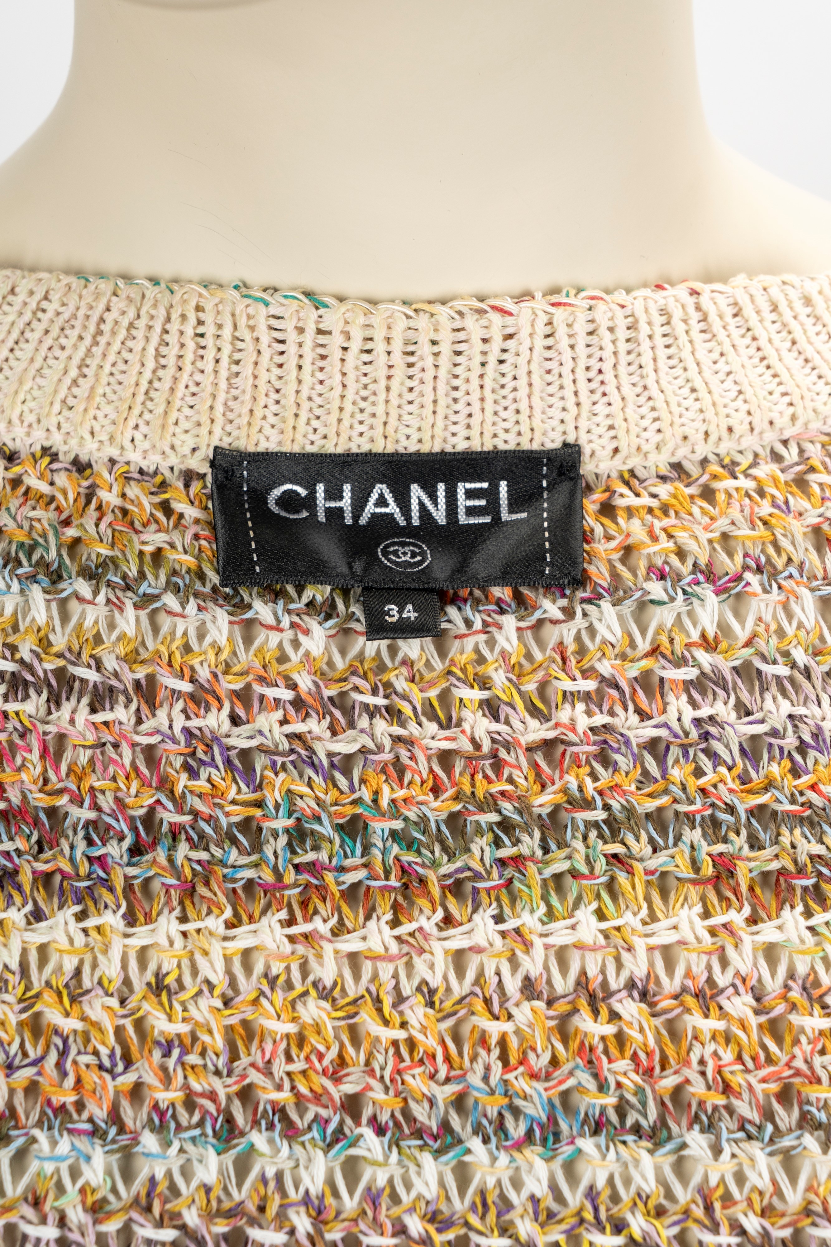 Chanel - Giacchino, T-shirt a maniche lunghe in cotone multicolor