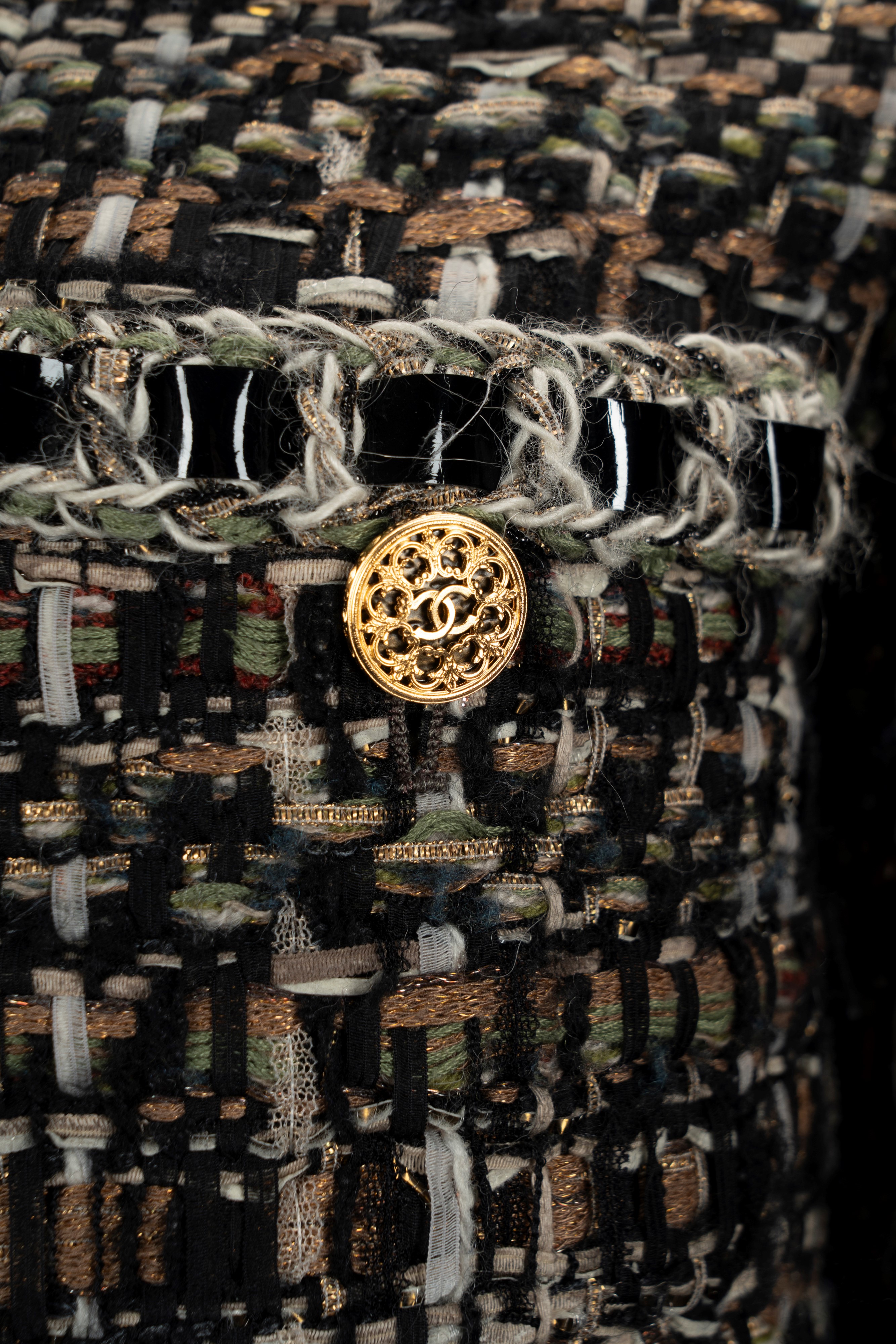 Chanel - Giacca a manica lunga in misto lana con inserti verniciati