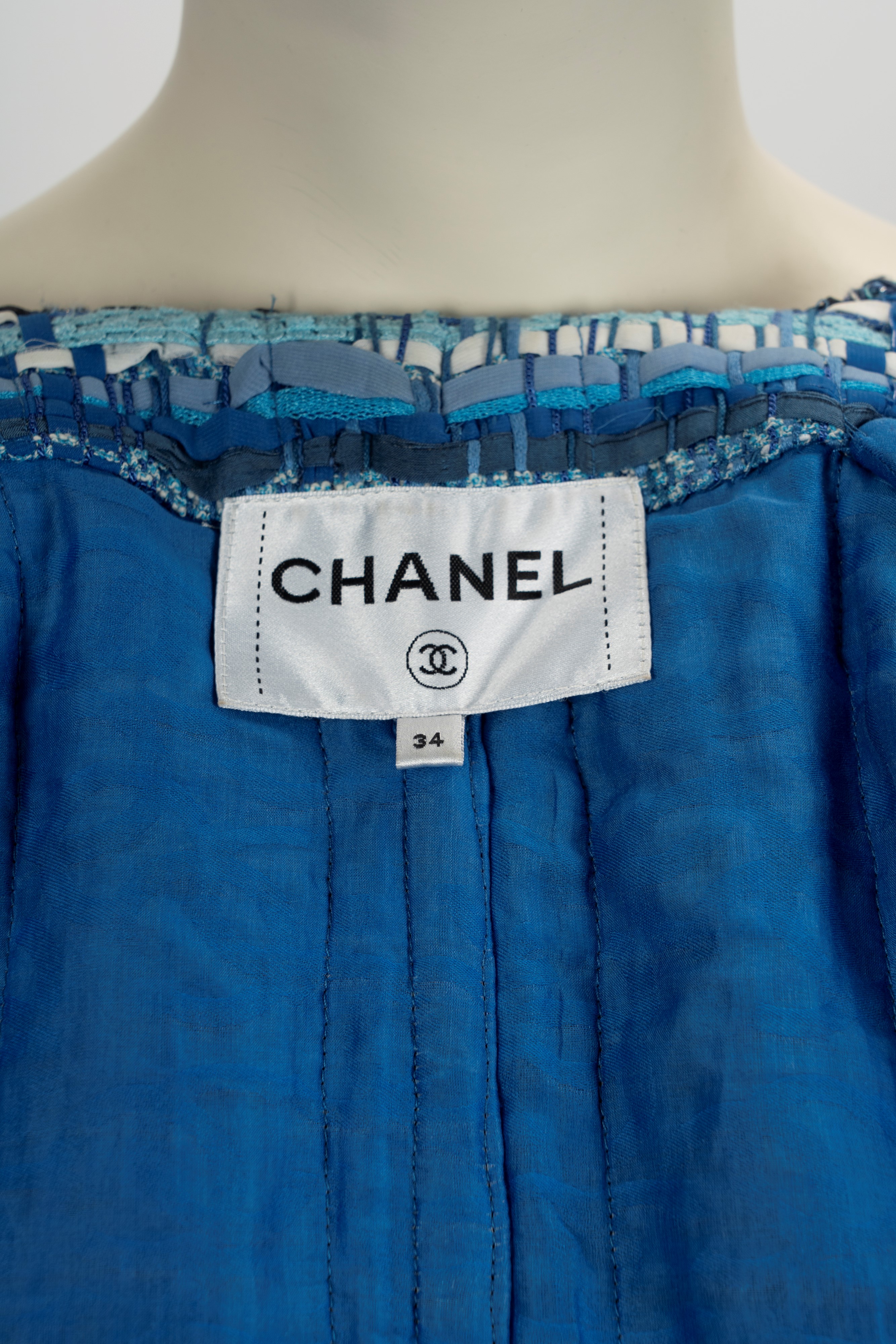 Chanel - Giacca a manica lunga in tessuto misto cotone con lavorazione a nastri
