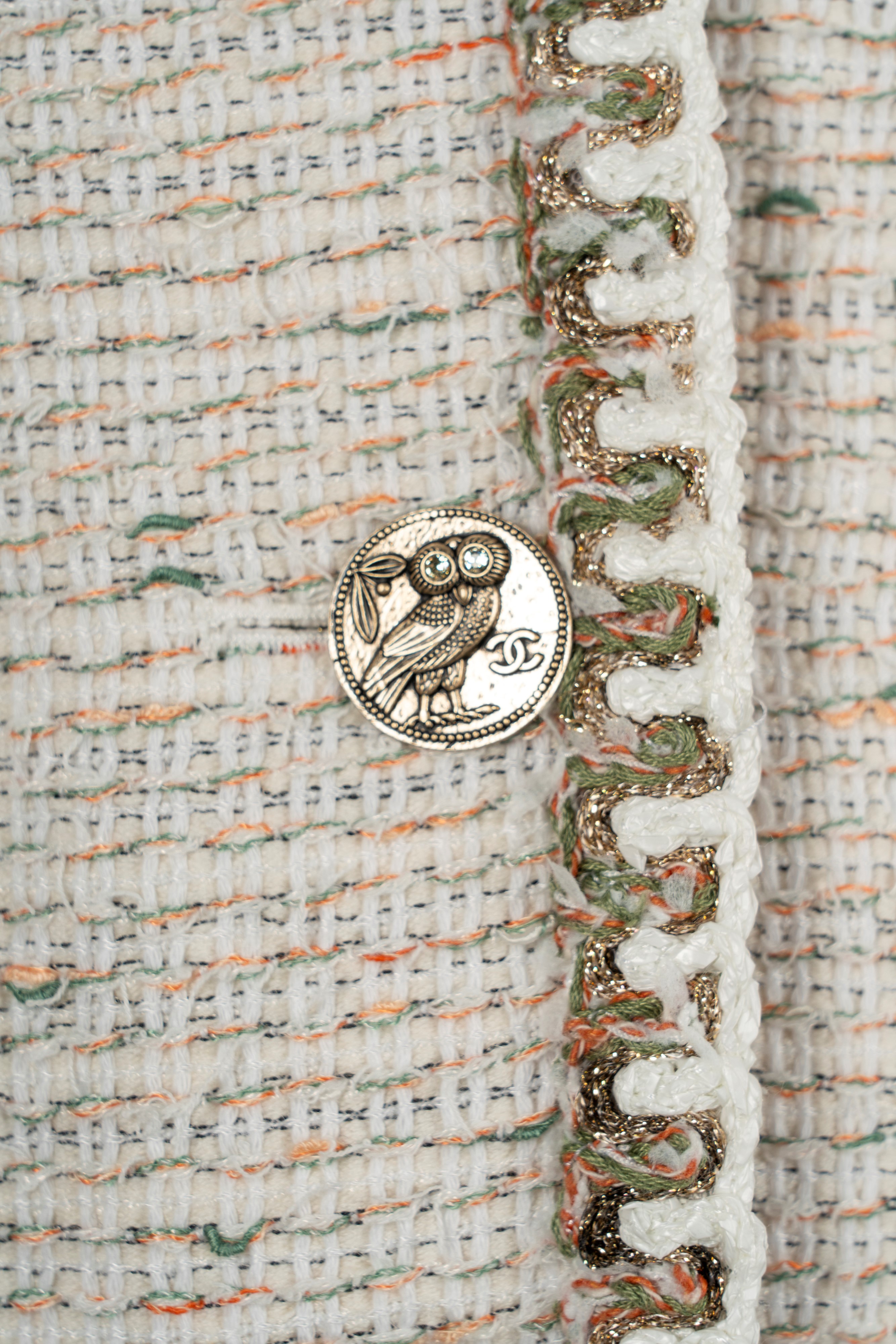 Chanel - Giacca a manica 3/4 in misto cotone bouclé multicolor