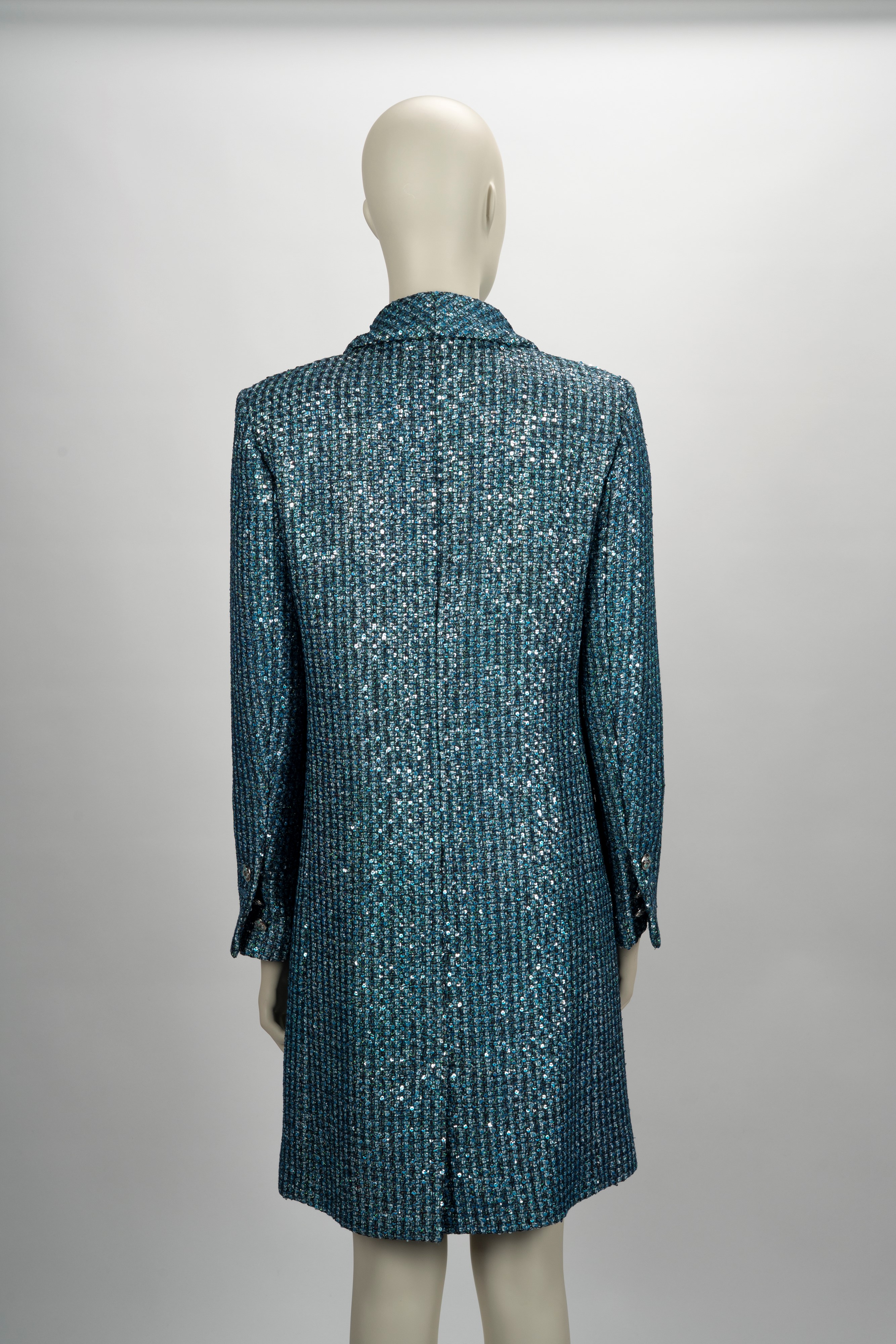 Chanel - Cappottino monopetto in tessuto ricamato con paillettes