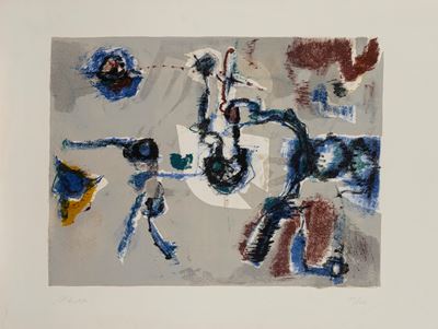 Espansione in blu, litografia a colori