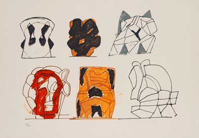 Composizione con 6 elementi, litografia a colori, es. 45/50