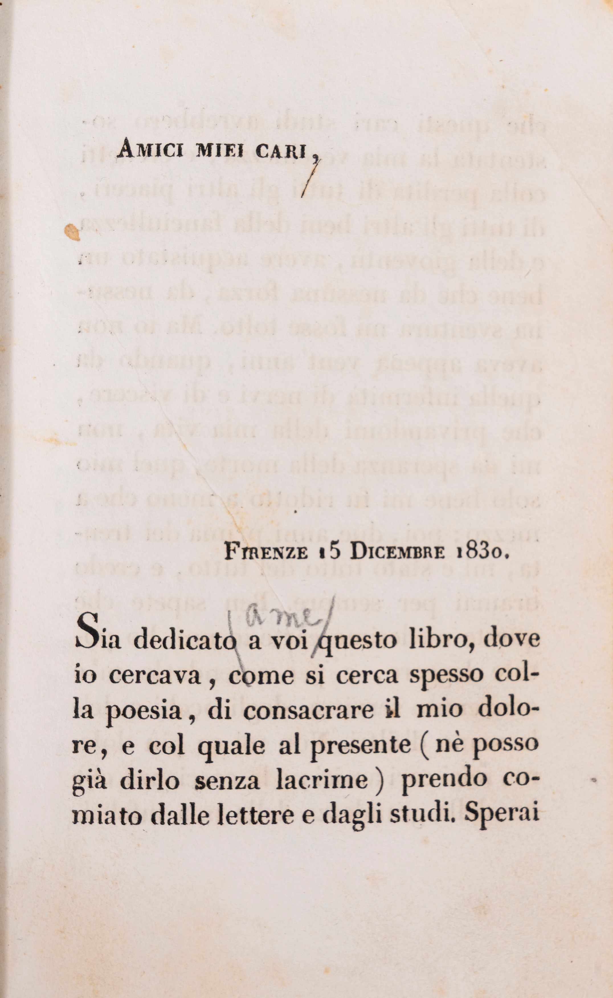 Canti del Conte Giacomo Leopardi, edizione originale del 1831