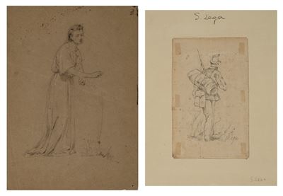 Silvestro Lega, Figura femminile e Soldato (due disegni a matita)