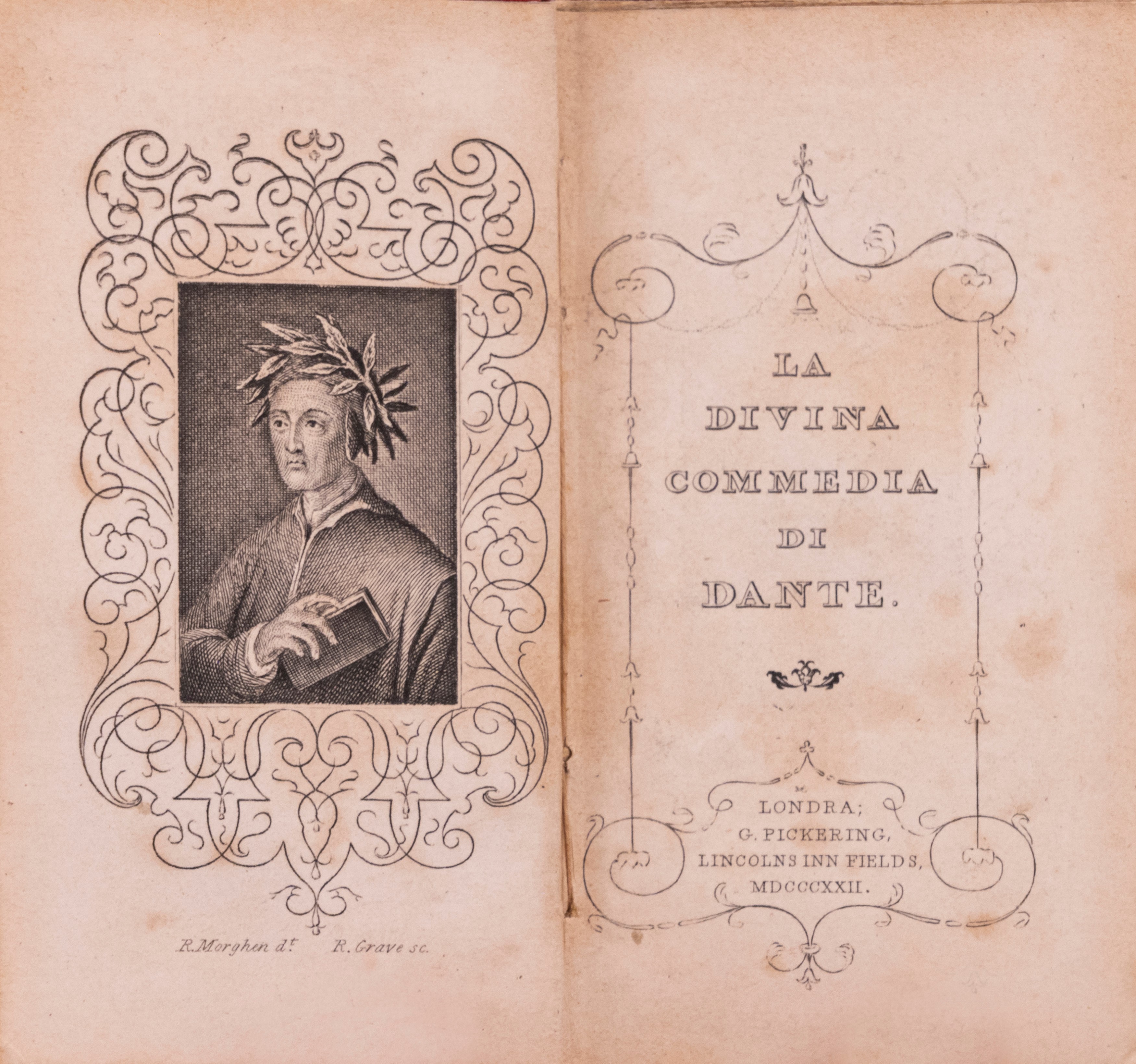 Dante Alighieri - La Divina Commedia, Prima edizione curata da G. Pickering, 1822