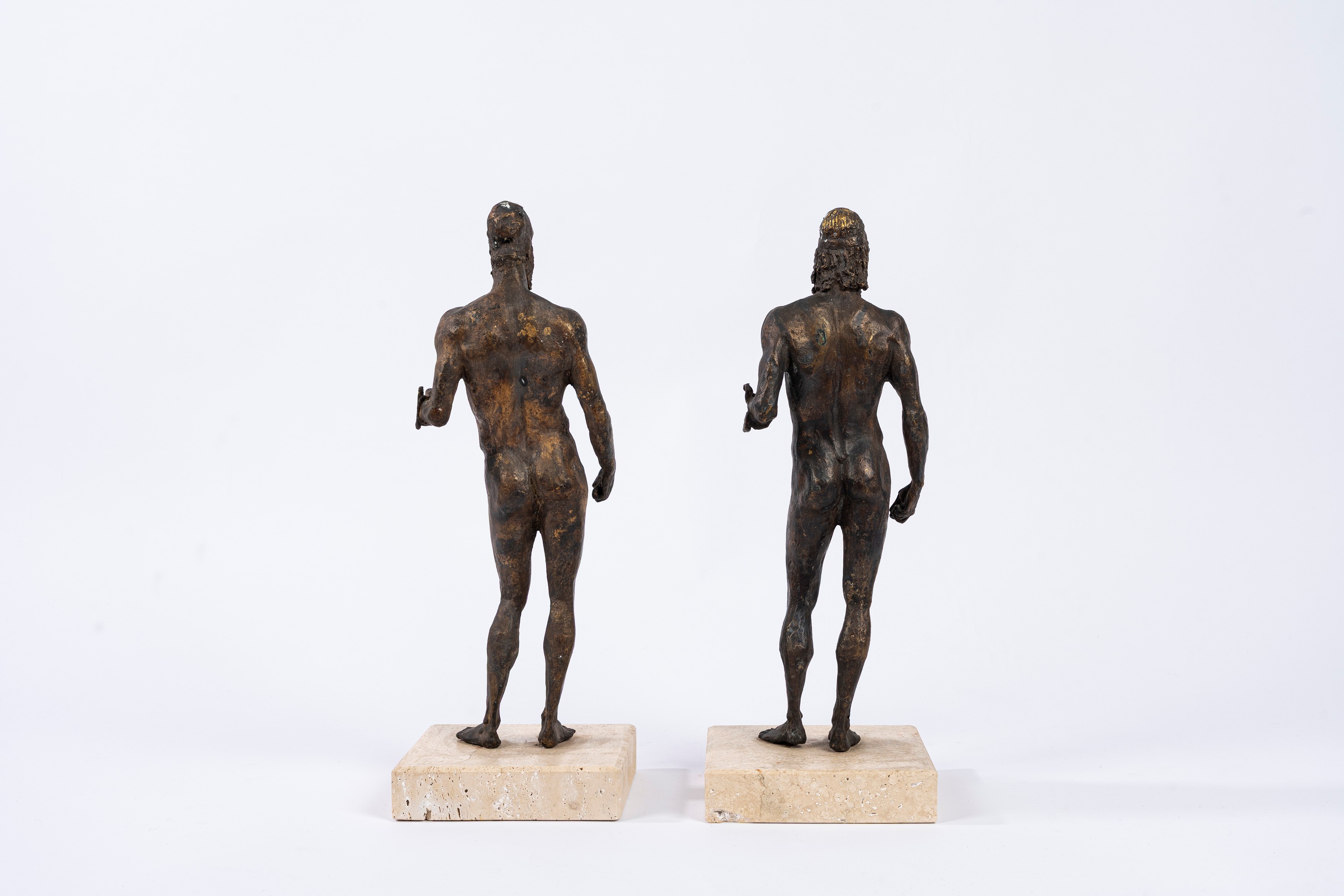 Modellini dei Bronzi di Riace, sculture su base in marmo