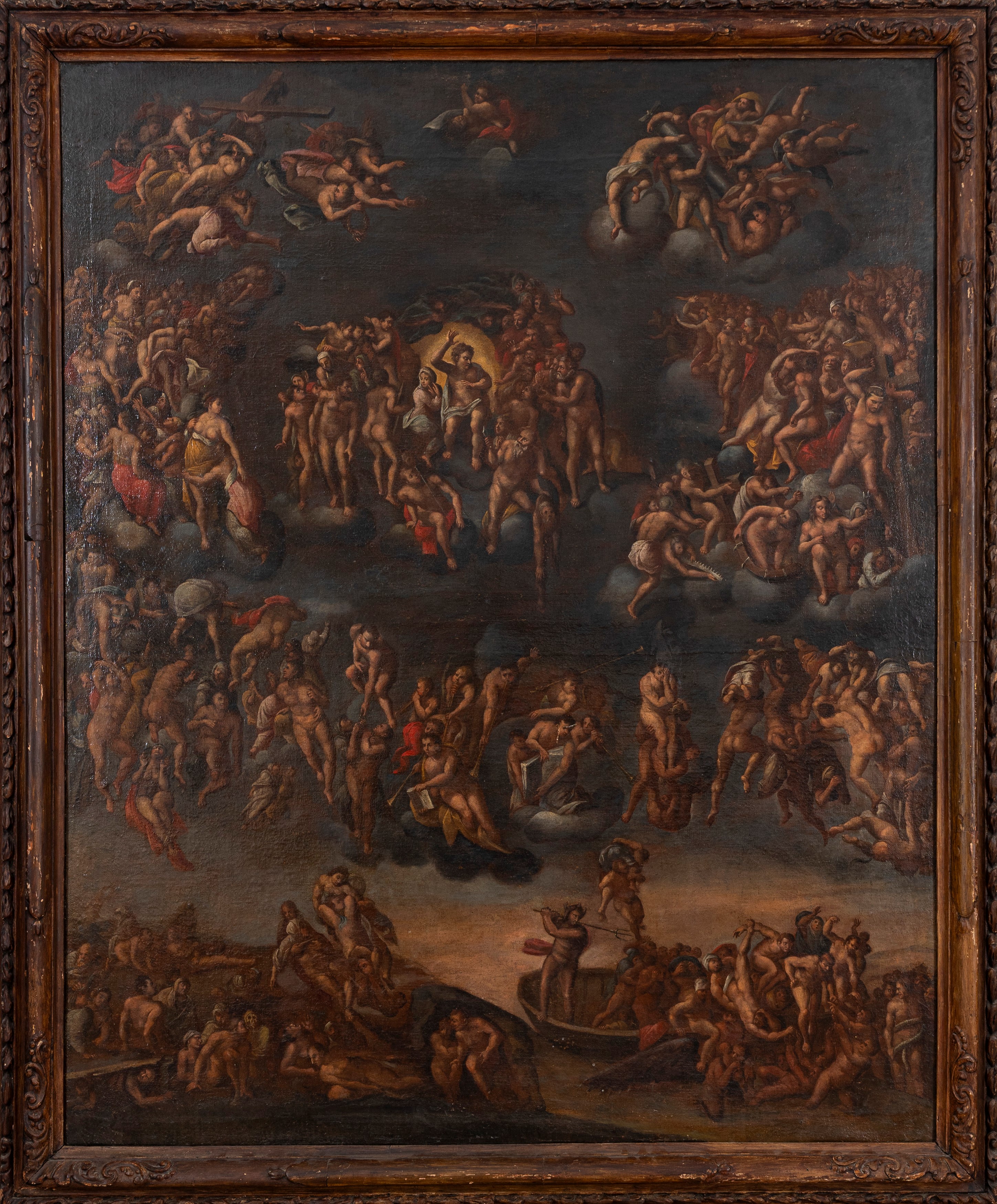 Da Michelangelo - Giudizio Universale, olio su tela, cm 165 x 132