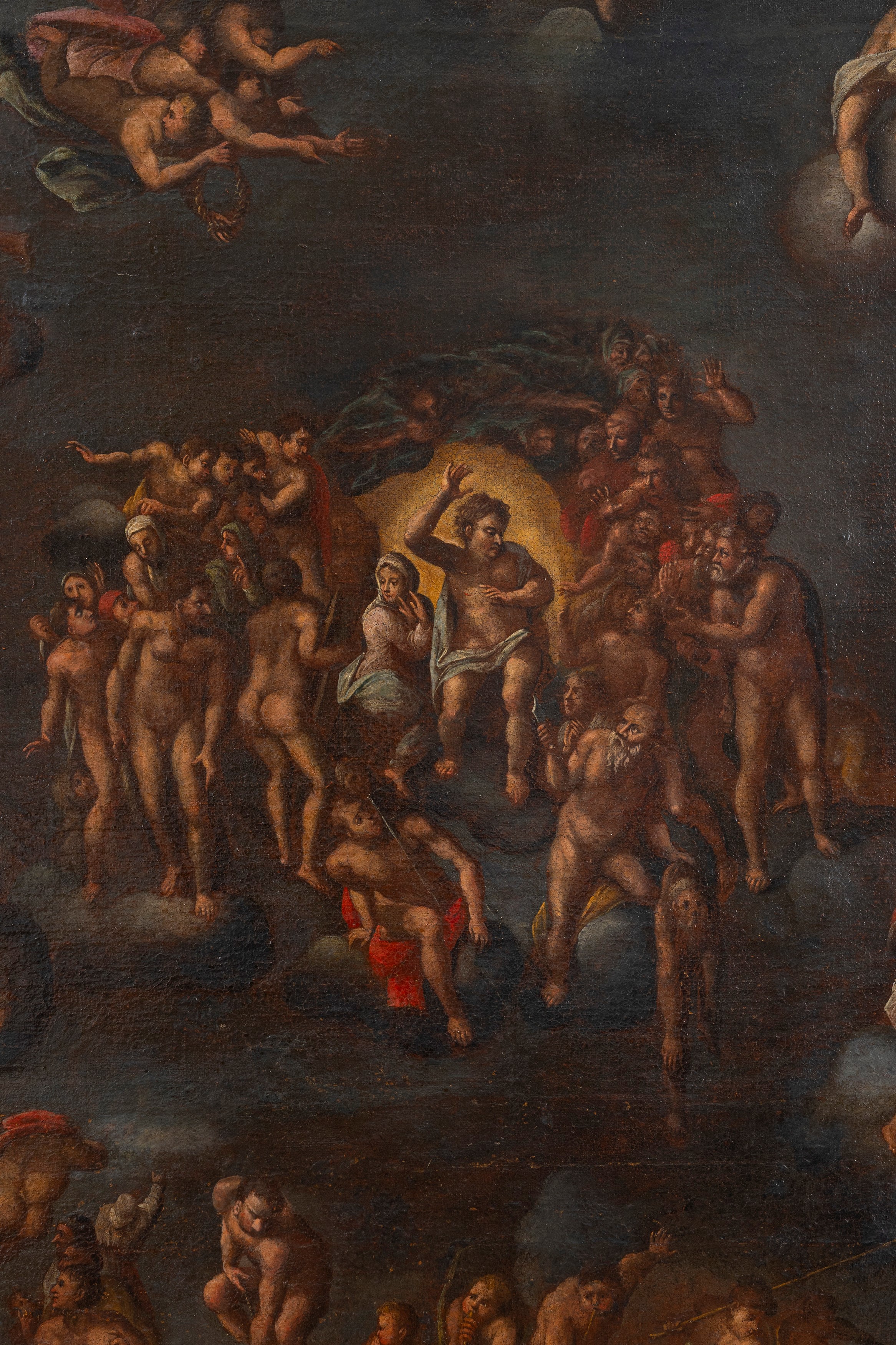 Da Michelangelo - Giudizio Universale, olio su tela, cm 165 x 132