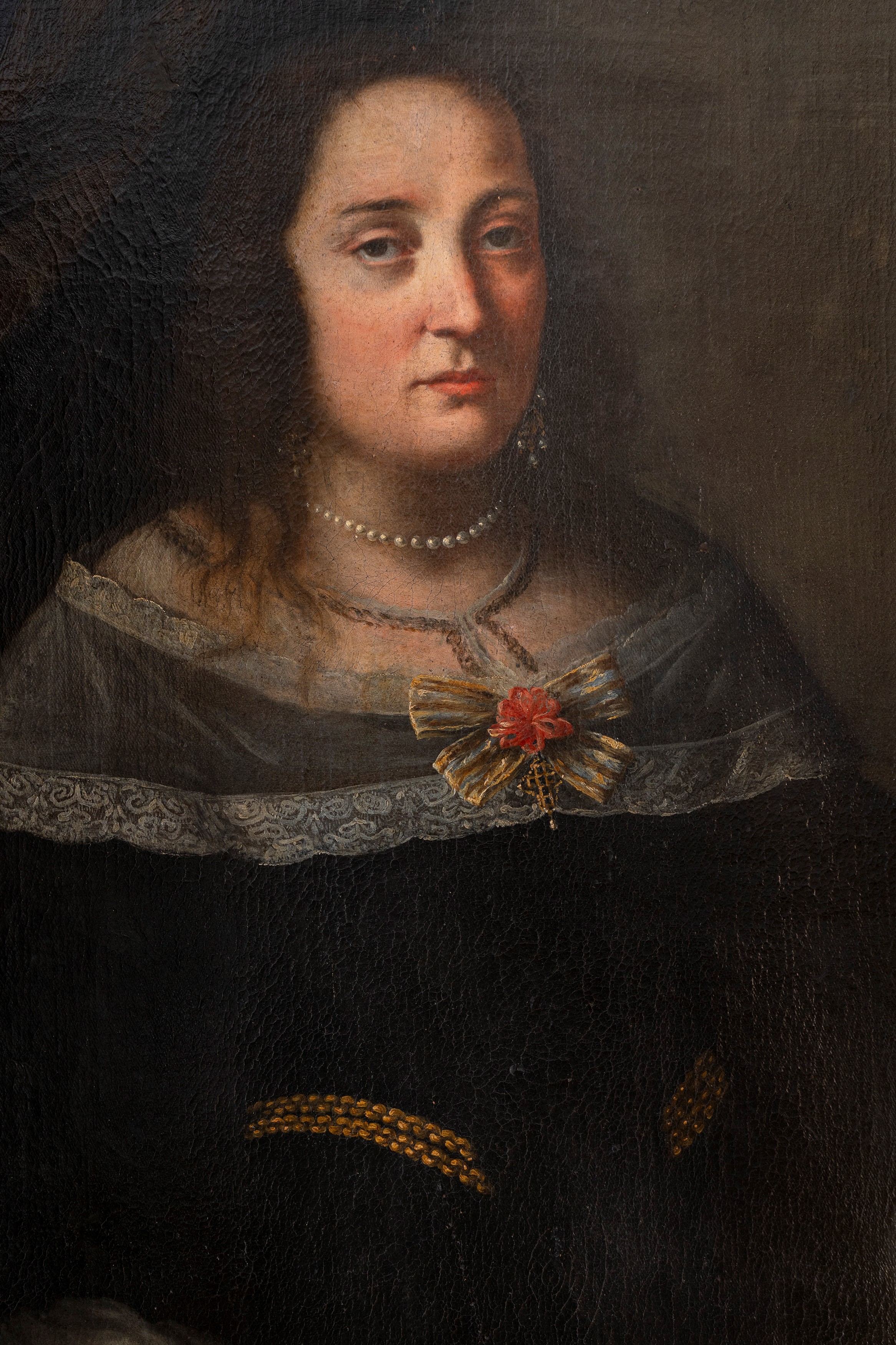 Attribuito a Carlo Francesco Nuvolone - Pittore del XVII secolo, Ritratto di gentildonna con figl...