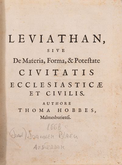 Leviathan, sive de Materia, Forma, & potestate civitatis ecclesiasticae et civilis, 1668