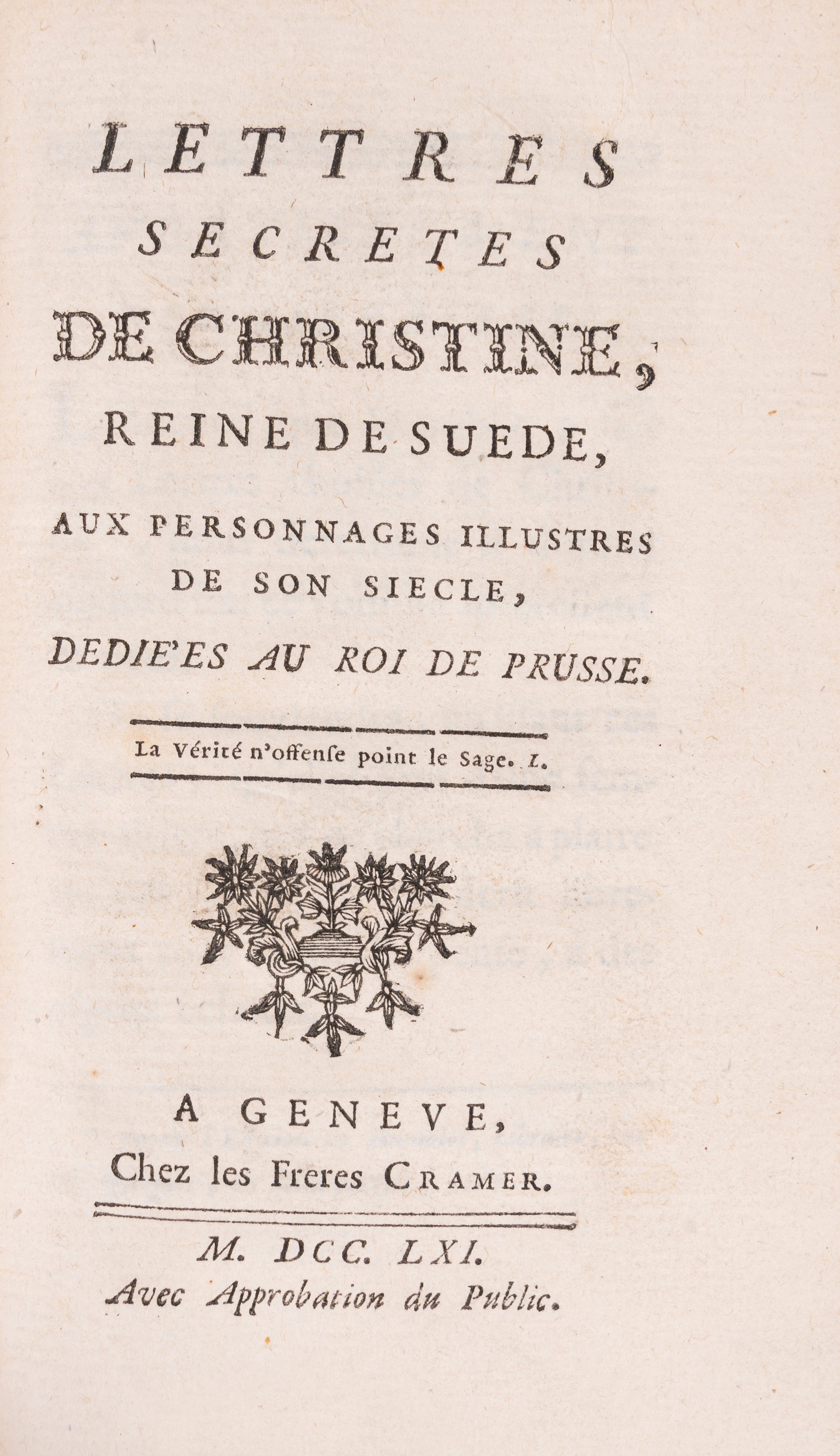Lettere segrete di Cristina, Regine di Svezia, Raccolta di false lettere d'amore anonime, 1761