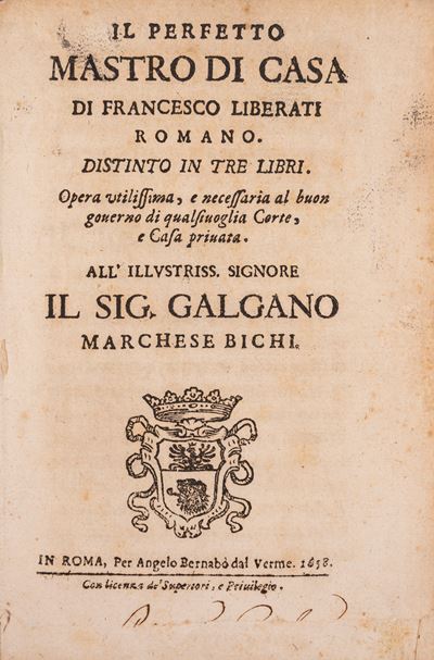 Il perfetto maestro di casa, Roma, 1658