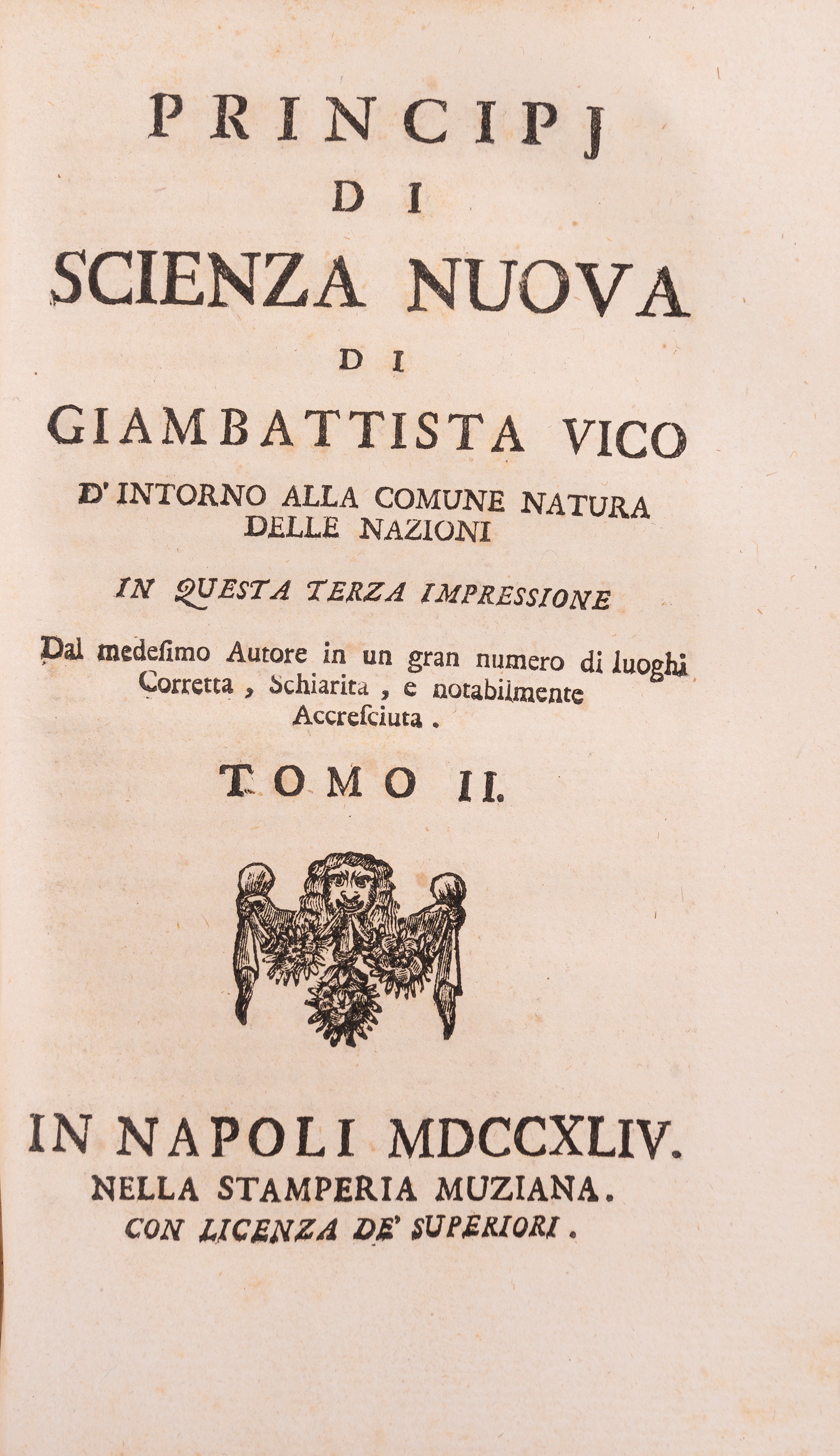 Giambattista Vico - Principj di scienza nuova, Terza edizione