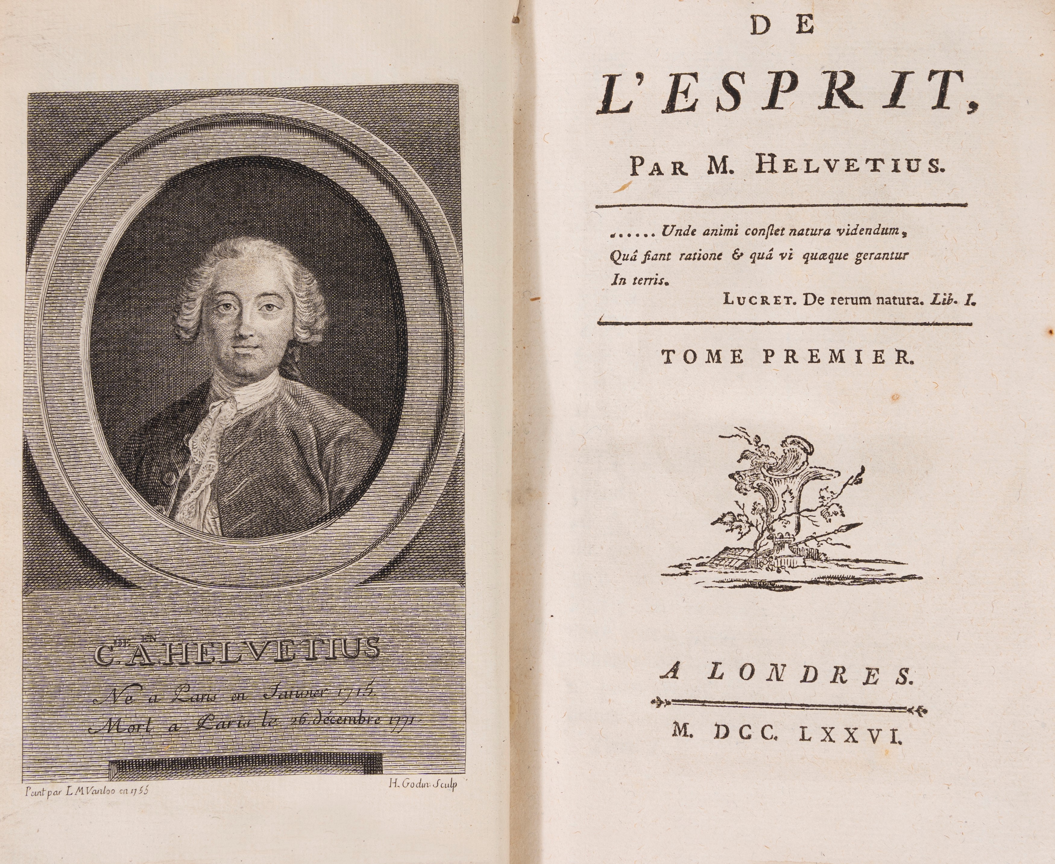 De l’esprit par M. Helvetius – Oeuvres complètes en quatre tomes