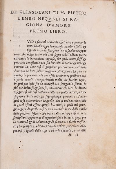 Bembo, De gli Asolani, Venezia, 1530