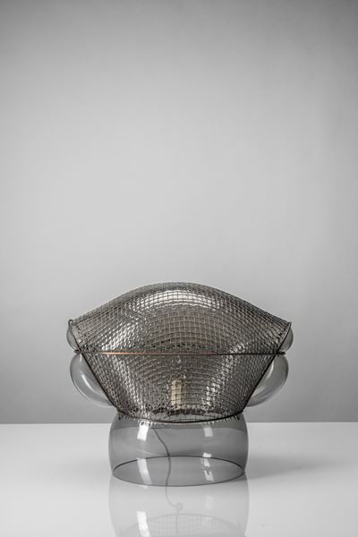 Lampada da tavolo modello 'Patroclo', vetro e metallo, 1975