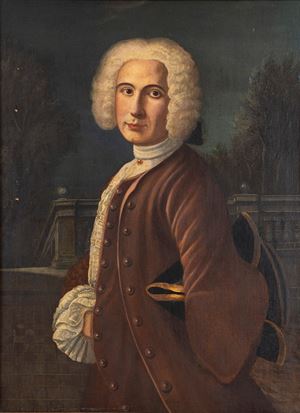 Ritratto di gentiluomo a tre quarti di figura, con marsina marrone