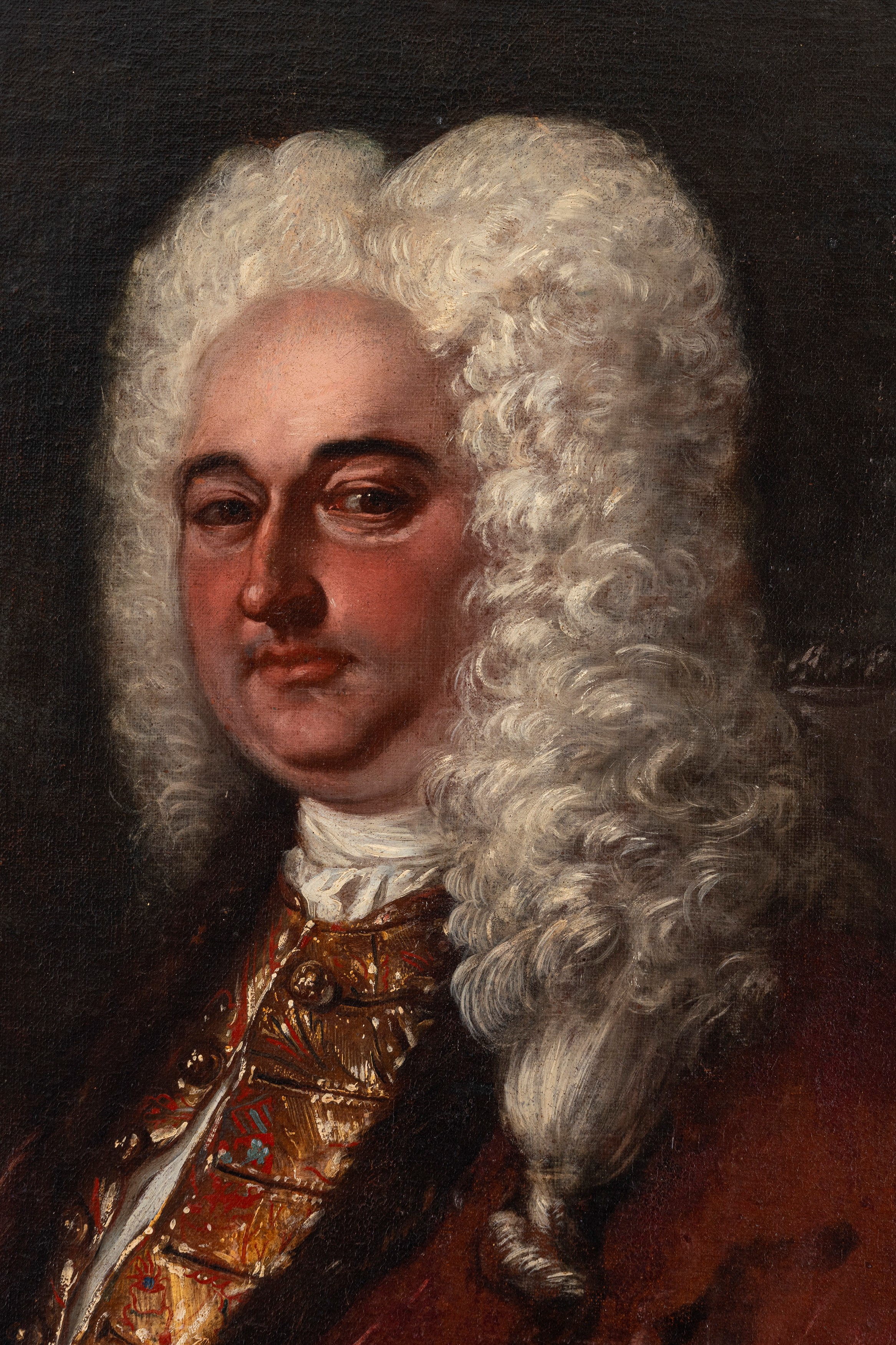 Francesco Solimena - Ritratto di gentiluomo a tre quarti di figura con lettera in mano, olio su t...