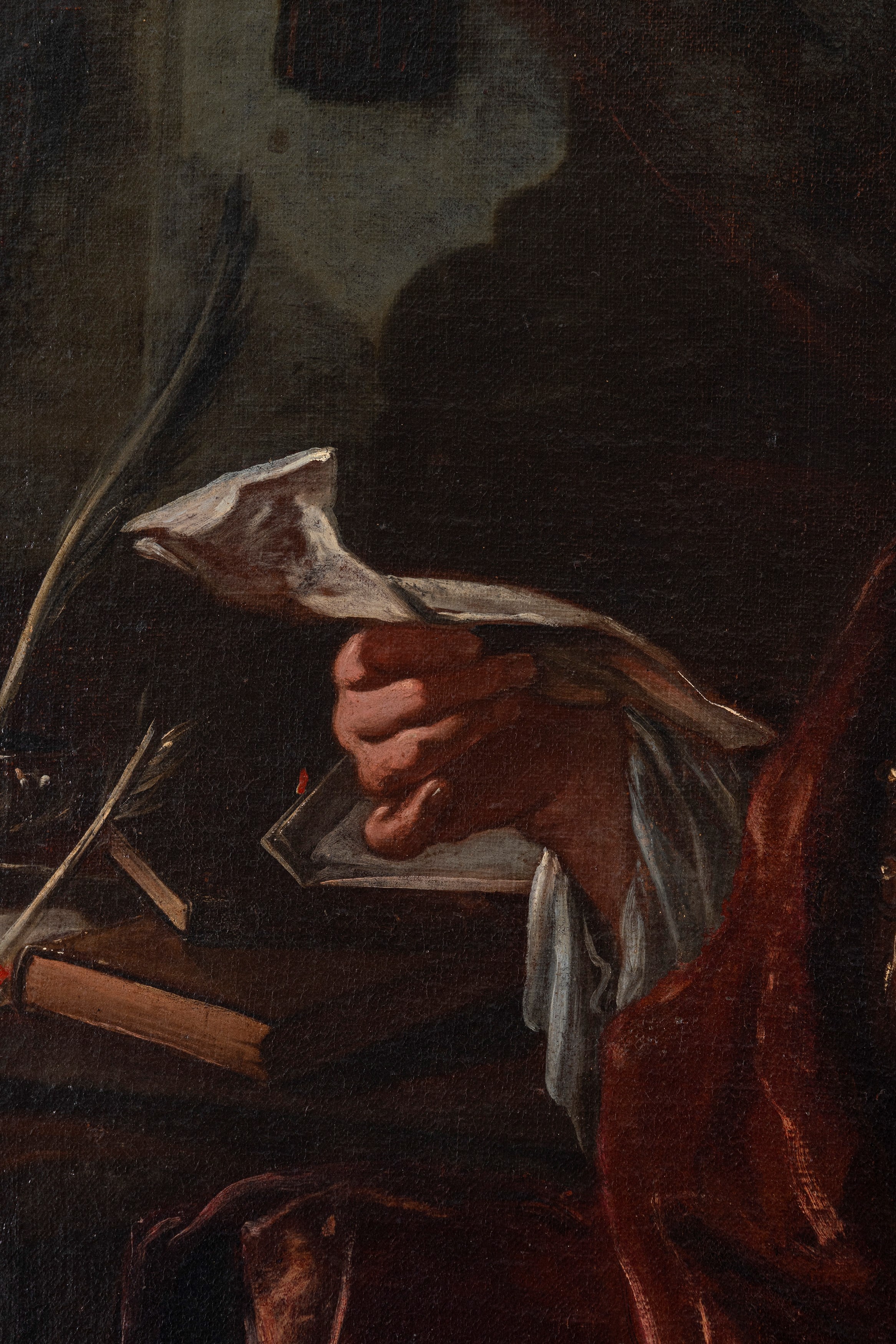Francesco Solimena - Ritratto di gentiluomo a tre quarti di figura con lettera in mano, olio su t...