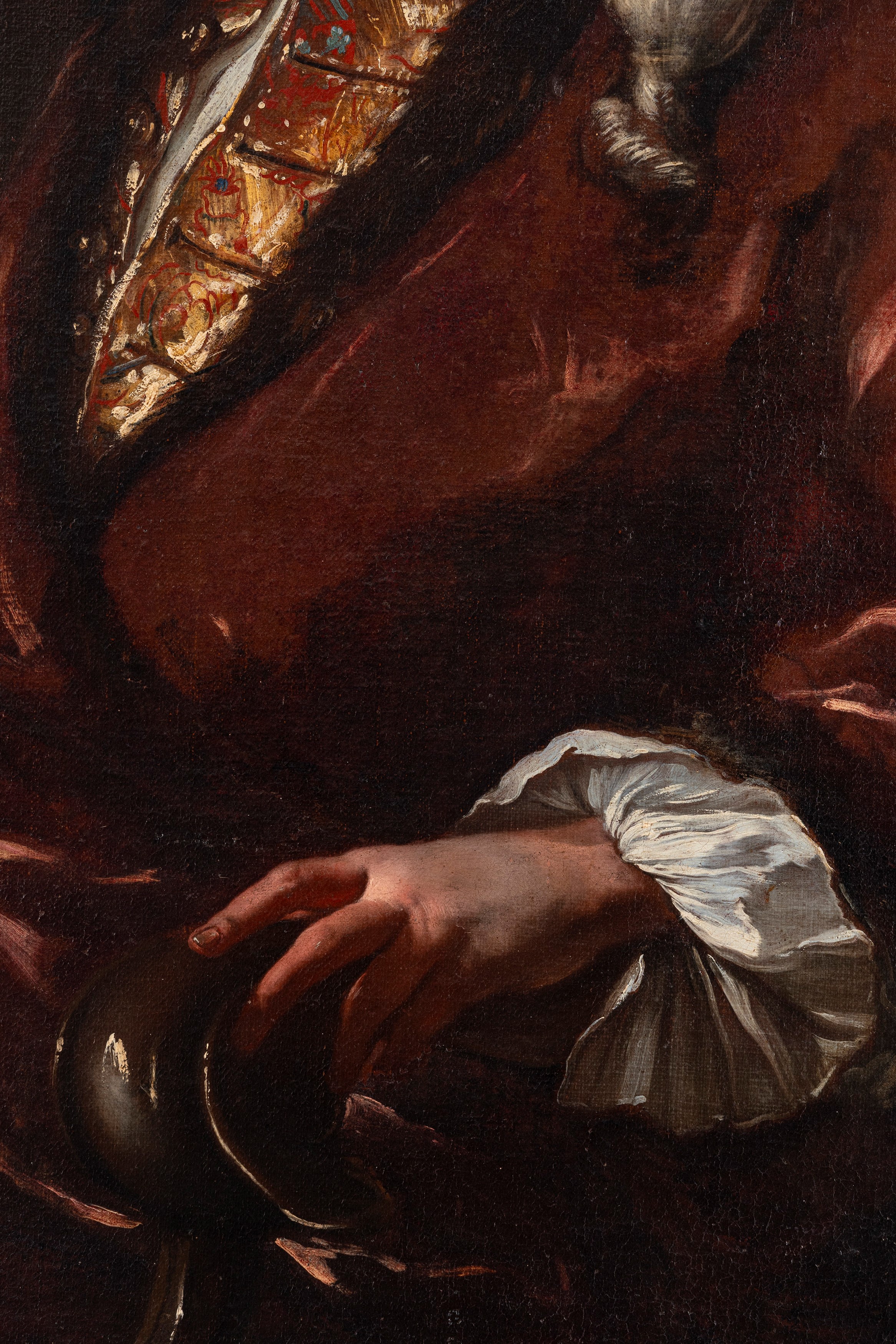 Francesco Solimena - Ritratto di gentiluomo a tre quarti di figura con lettera in mano, olio su t...