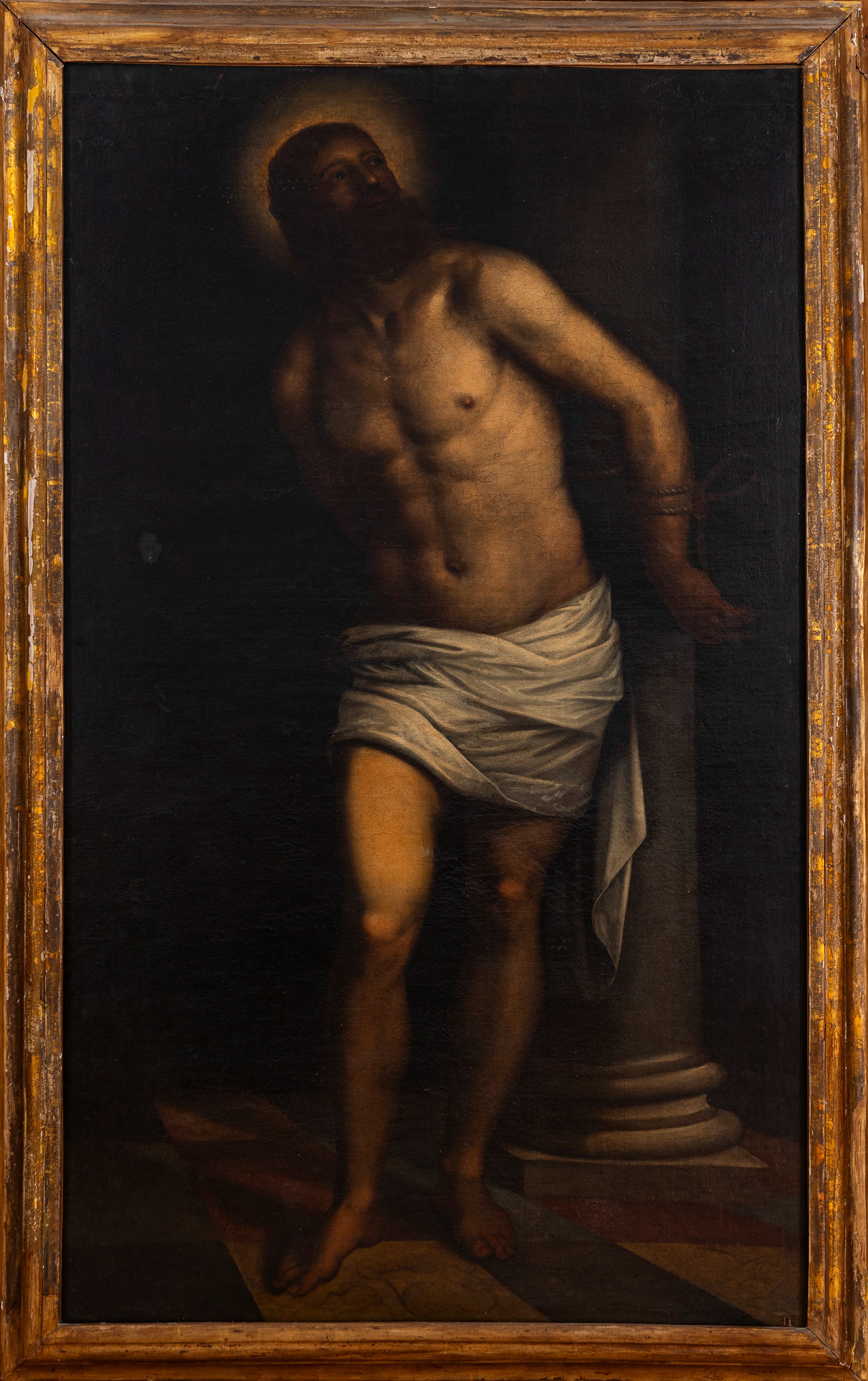 Jacopo Negretti, Detto Palma il Giovane - Cristo alla colonna, olio su tela