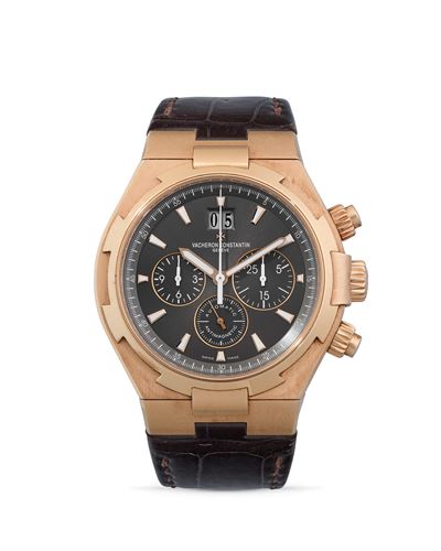 Chronographe Overseas 49150, cronografo in oro rosa 18k con quadrante marrone