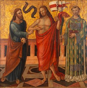 Cristo risorto tra San Tommaso e Santo Stefano