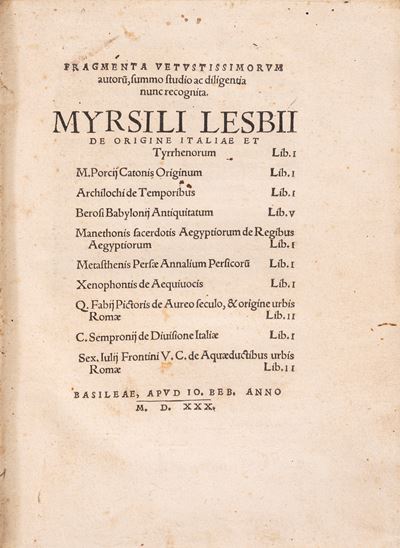 Fragmenta vetustissimorum autoru[m], 1530