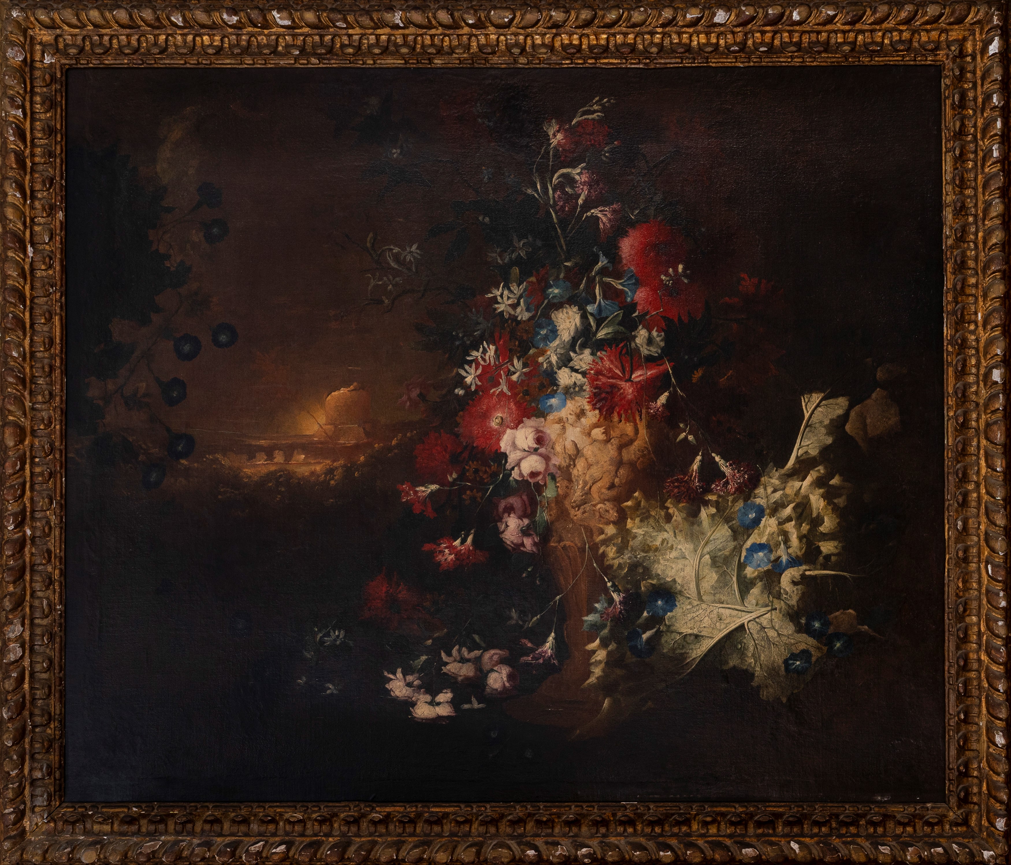 Andrea Belvedere - Trionfo di fiori en plein air, olio su tela